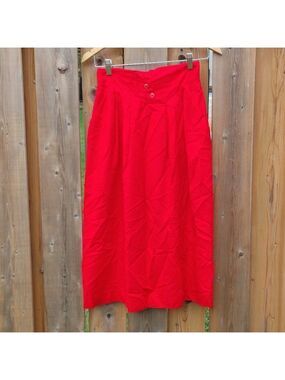 Vintage Red Skirt Women's size XXS Lined Off Set button
